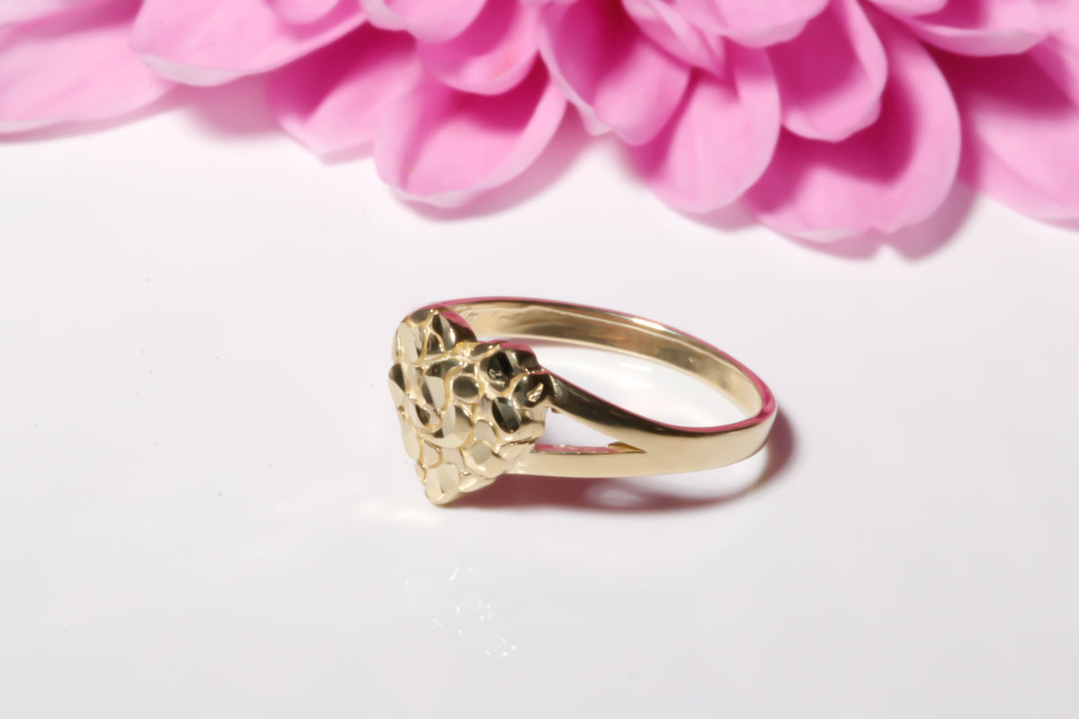Heart Nugget Kids Ring – 14K Solid Yellow Gold
