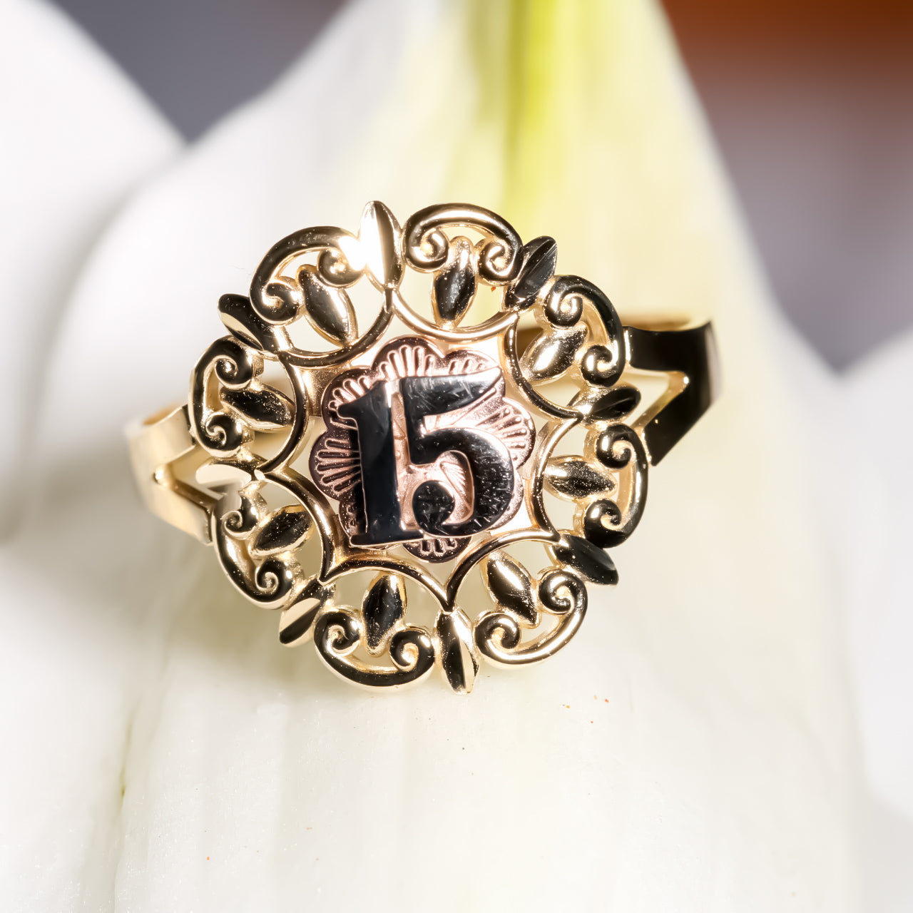 Rose gold store quinceanera ring