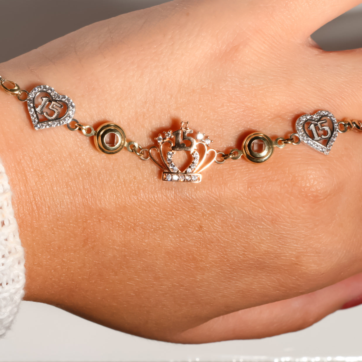 Quinceañera Princess Bracelet, 14k Solid Gold