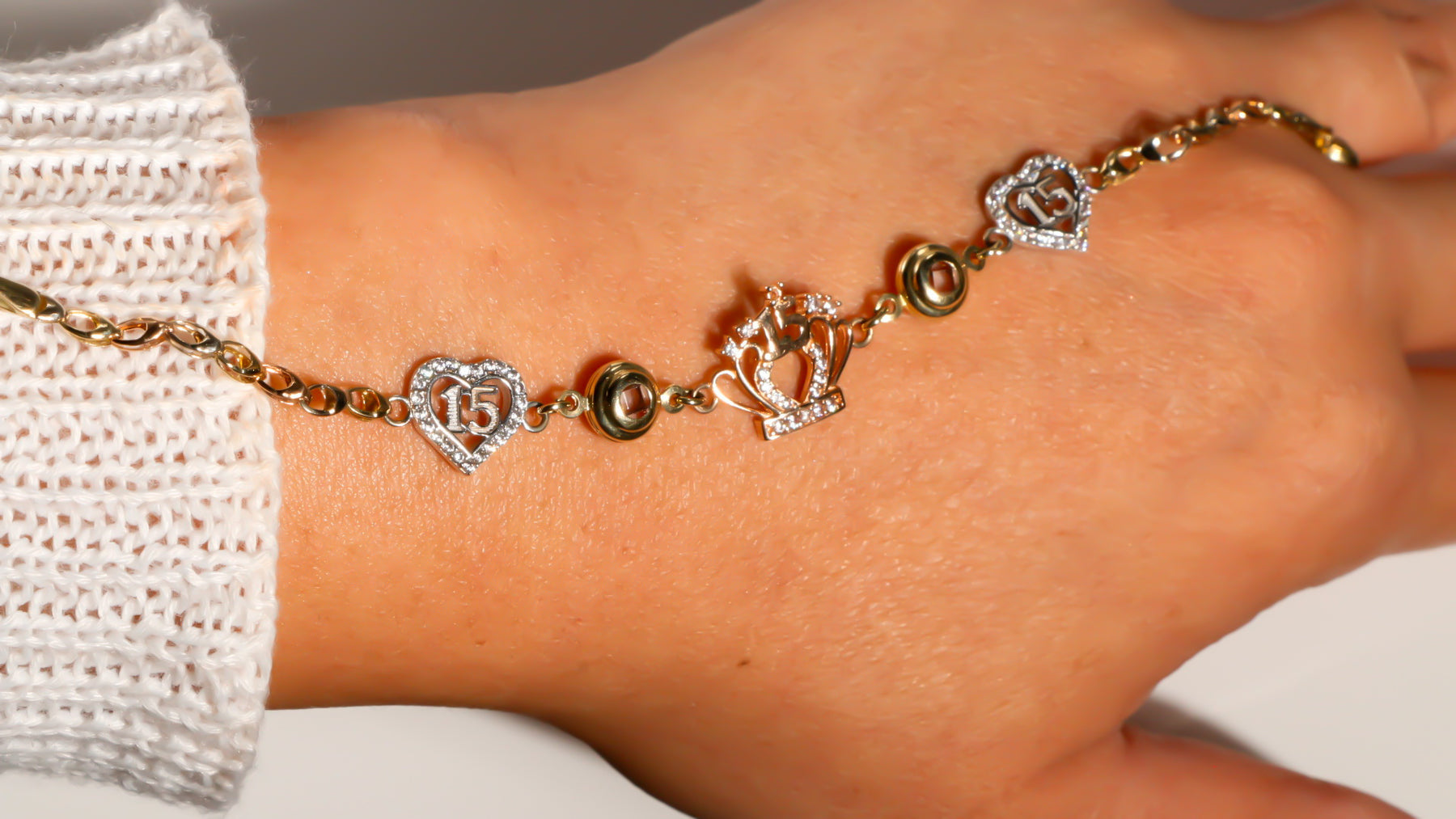 Quinceañera Princess Bracelet, 14k Solid Gold