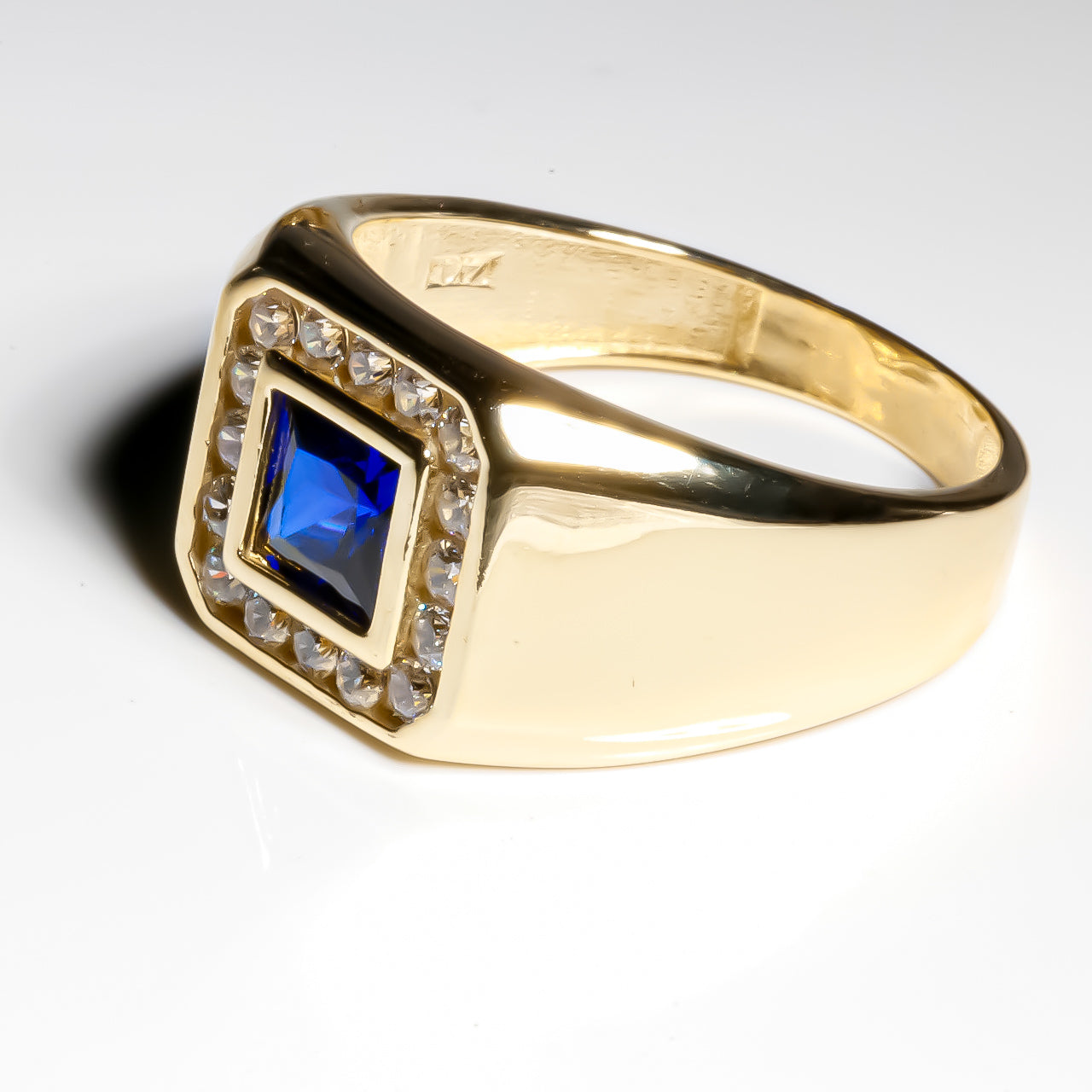 Blue Sapphire cz Ring, 14k Solid Gold