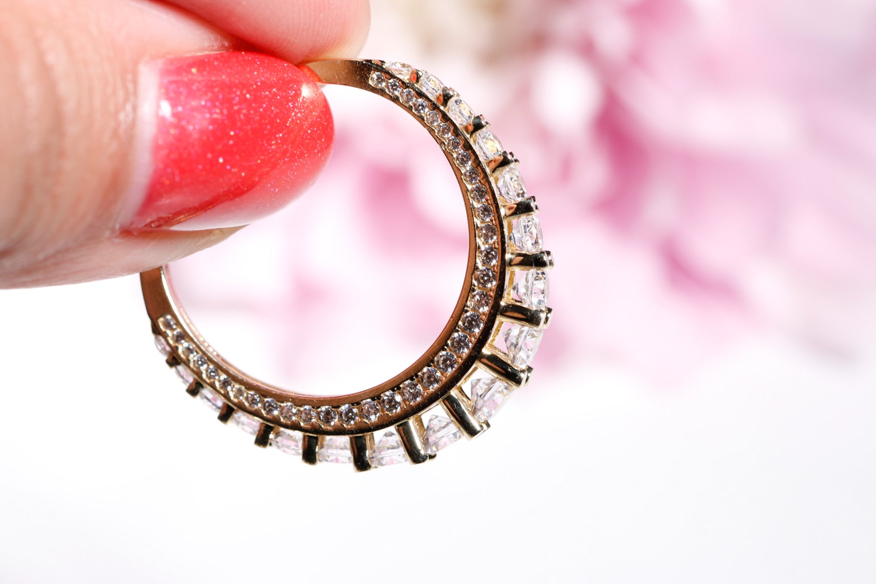 Elegant Band Ring cz, 14K Solid Yellow Gold