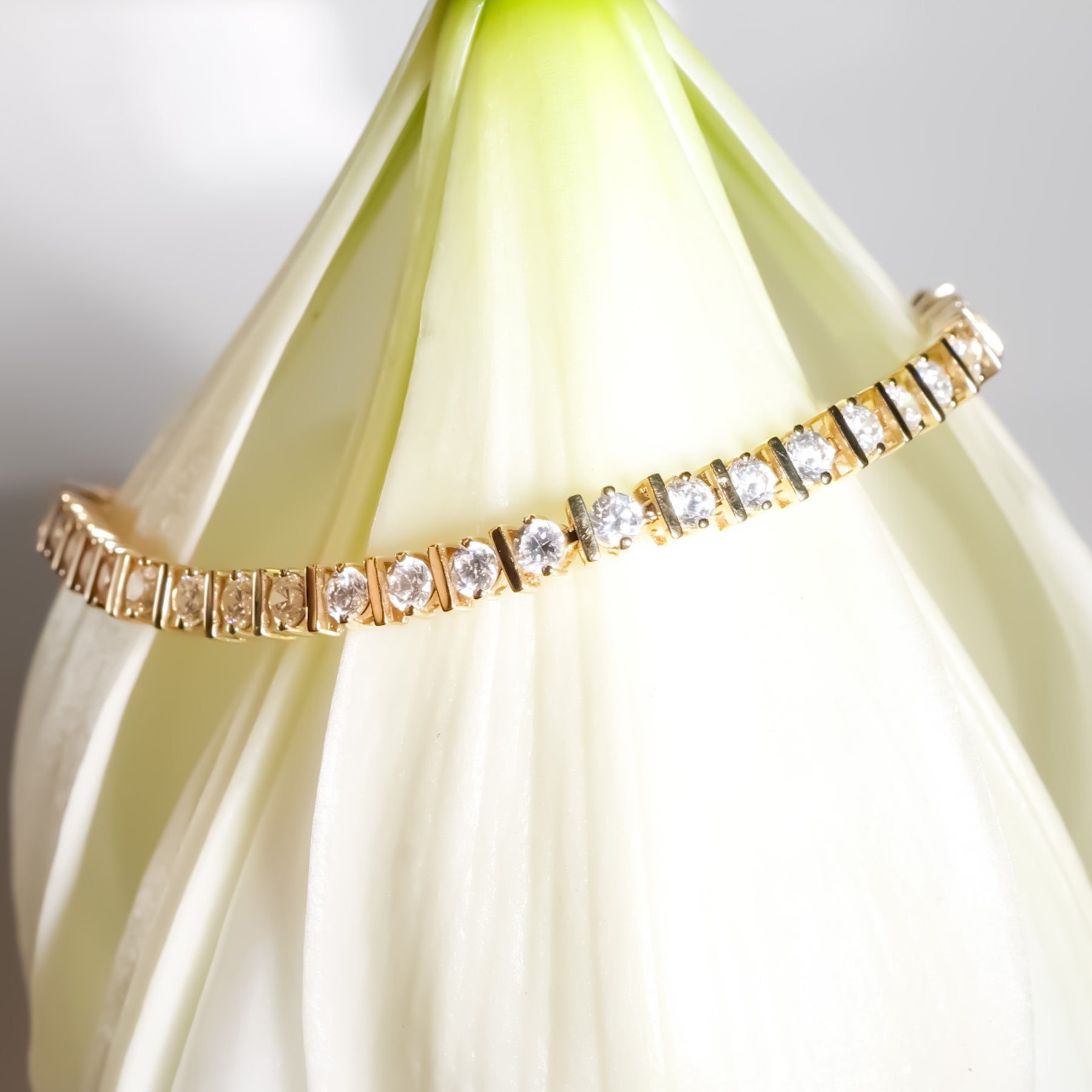 Elegant Bracelet cz, 14K Solid Yellow Gold