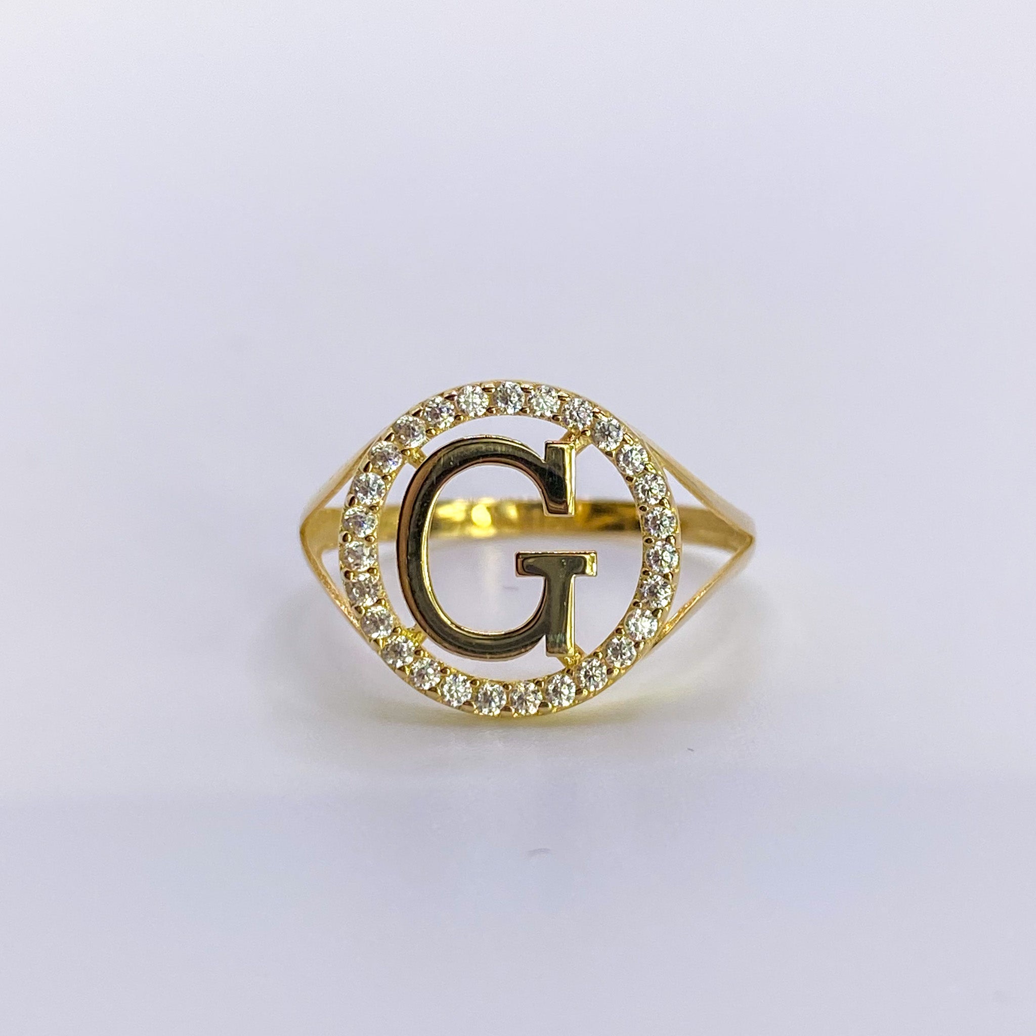 Gold Octagon CZ Filigree Monogram Ring Size 6 / Block