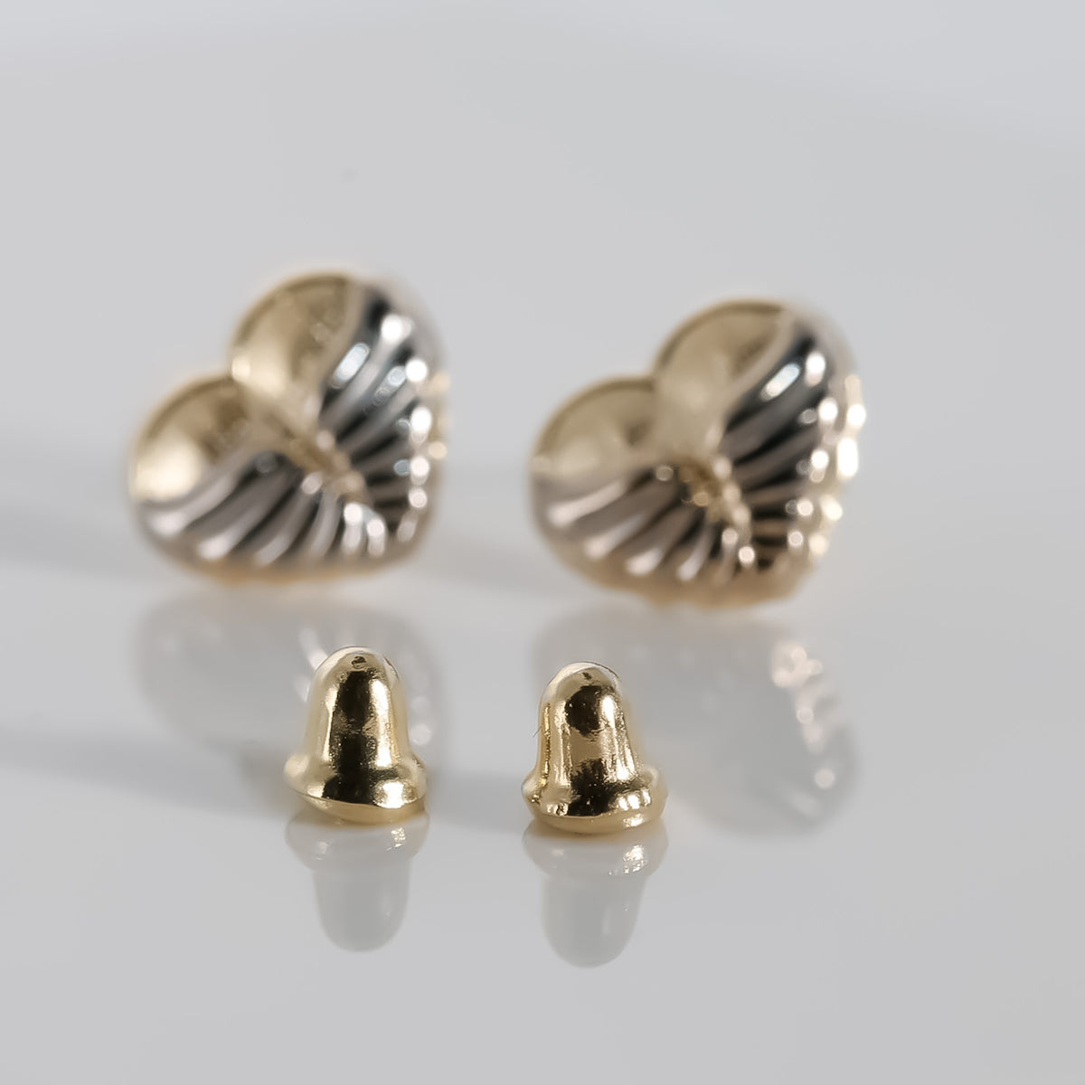 Heart with Wings Earrings; 14K Two-color Solid Gold