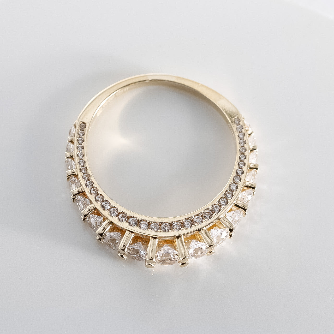 Elegant Band Ring cz, 14K Solid Yellow Gold