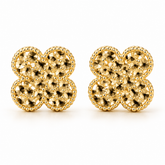     14K Gold Four-Leaf Clover Nugget Stud Earrings