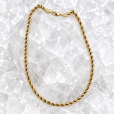 14K solid yellow gold diamond-cut rope chain, 24 inches and 3 mm