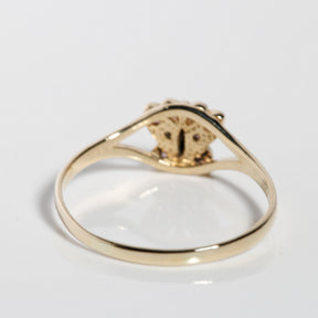 Back view of lightweight 14K solid yellow gold butterfly ring band