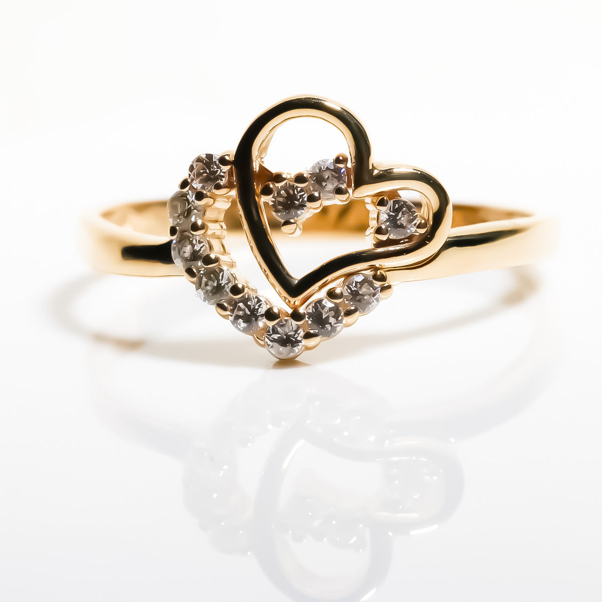 Heart Ring, 14K Solid Yellow Gold