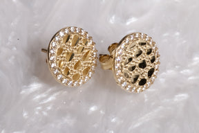Nugget Studs cz, 14k Solid Yellow Gold