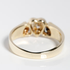 14K Solid Gold Tricolor Three Hearts Ring