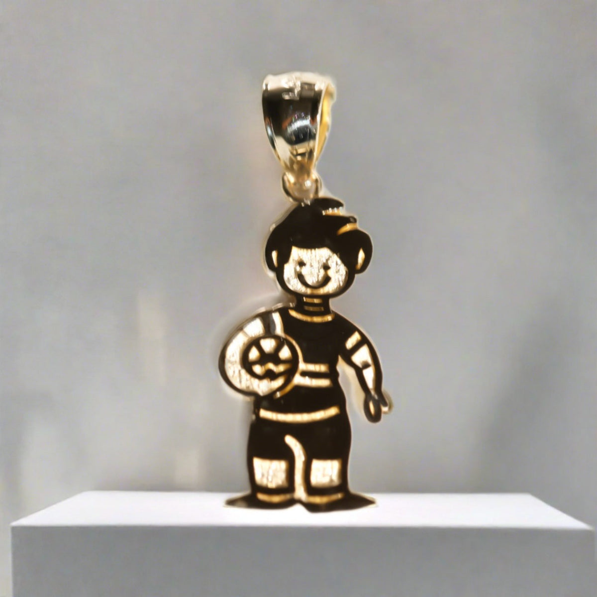 Soccer Boy Pendant, 14k Solid Yellow Gold