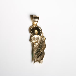 Divine San Judas Pendant cz, 14k Solíd Gold