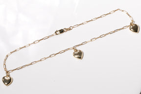 14K Solid Yellow Gold Heart Paper Clip Anklet – Dainty Chain Anklet for Women, Everyday Luxury Jewelry