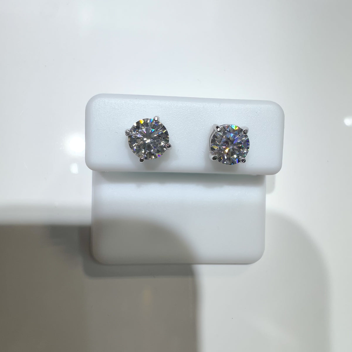 5mm Moissanite Stud Earrings in 925 Sterling Silver | Screw Back