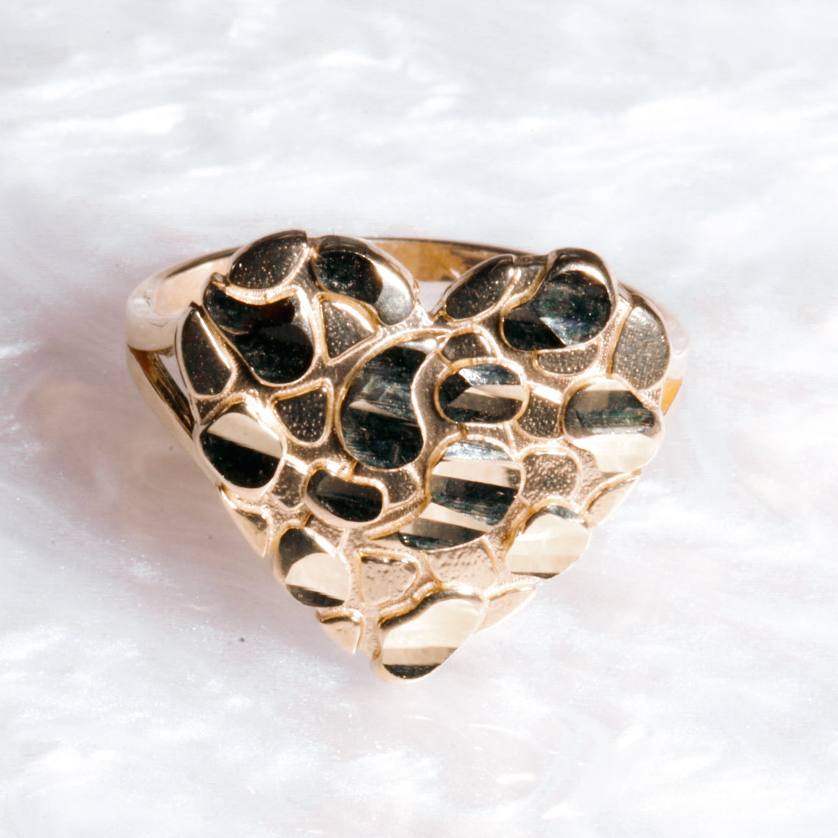 Heart Nugget Ring, 14k Solid Yellow Gold
