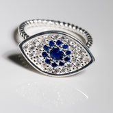 Evil Eye Fidget Ring cz, 925 Sterling Silver