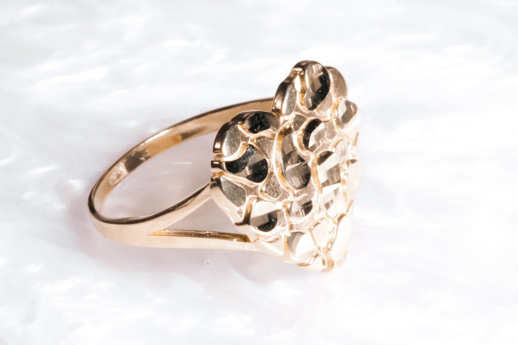 Heart Nugget Ring, 14k Solid Yellow Gold