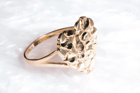 Heart Nugget Ring, 14k Solid Yellow Gold