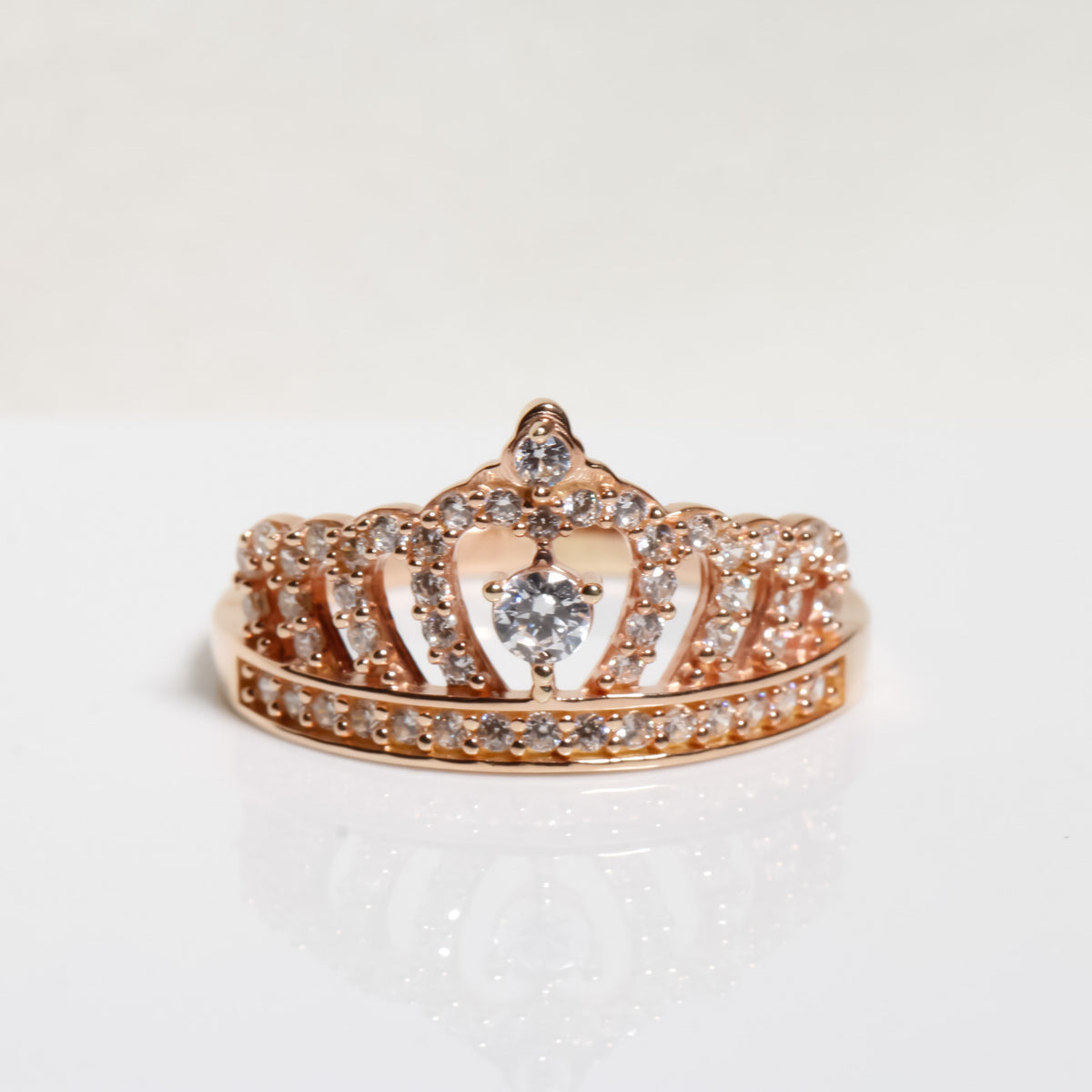 Crown Tiara Ring, 14K Solid Rose Gold