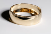 Classic Milgrain Wedding Band, 14k Solid Yellow Gold