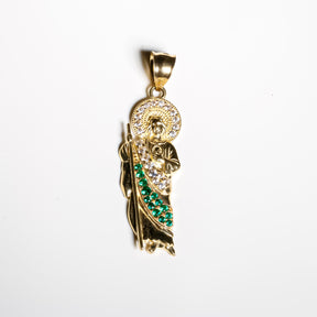 Divine San Judas Pendant cz, 14k Solíd Gold