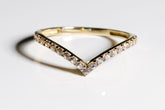 V-Style Ring cz, 14K Solid Yellow Gold