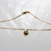 14K Solid Yellow Gold Heart Paper Clip Anklet – Dainty Chain Anklet for Women, Everyday Luxury Jewelry