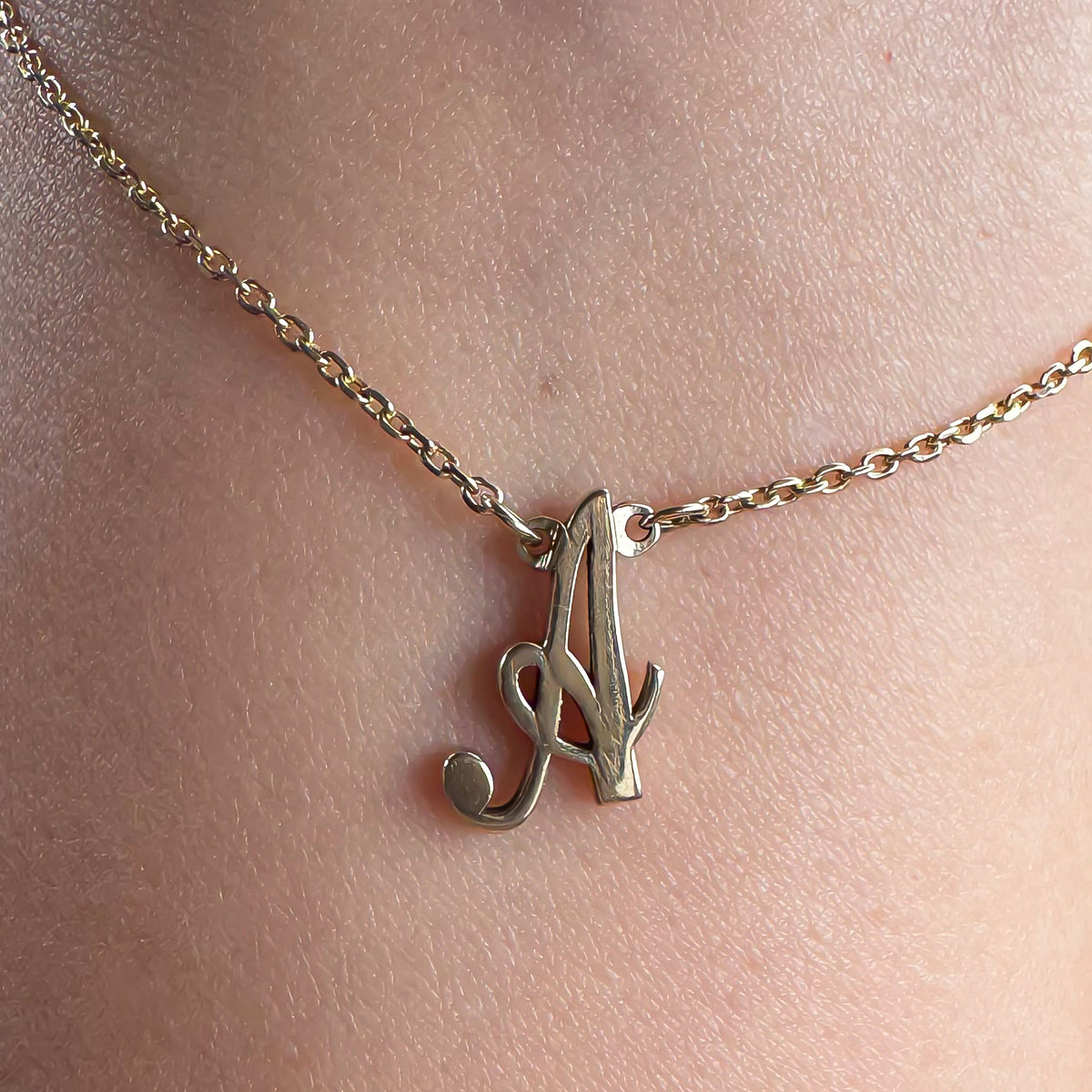 14K Gold Initial A Necklace for Kids – Personalized Letter Pendant with Chain & Lobster Clasp