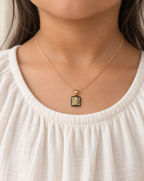 14K Solid Gold Petite Virgen de Guadalupe Square Pendant – 10mm