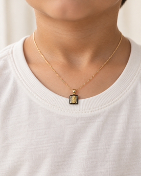 14K Solid Gold Petite Virgen de Guadalupe Square Pendant – 10mm