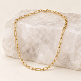 14K Solid Yellow Gold Paperclip Necklace – 18”, 2.5 mm
