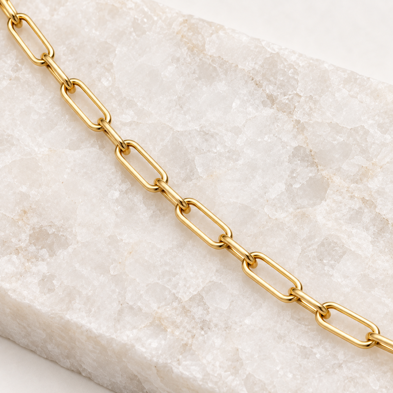 14K Solid Yellow Gold Paperclip Necklace – 18”, 2.5 mm