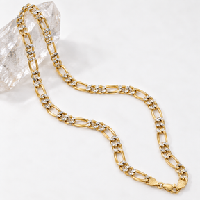 14K Solid Two-Tone Gold Diamond-Cut Figaro Chain – 24 Inch, 5.7 mm