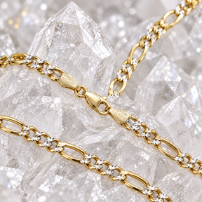 14K Solid Two-Tone Gold Diamond-Cut Figaro Chain – 24 Inch, 5.7 mm