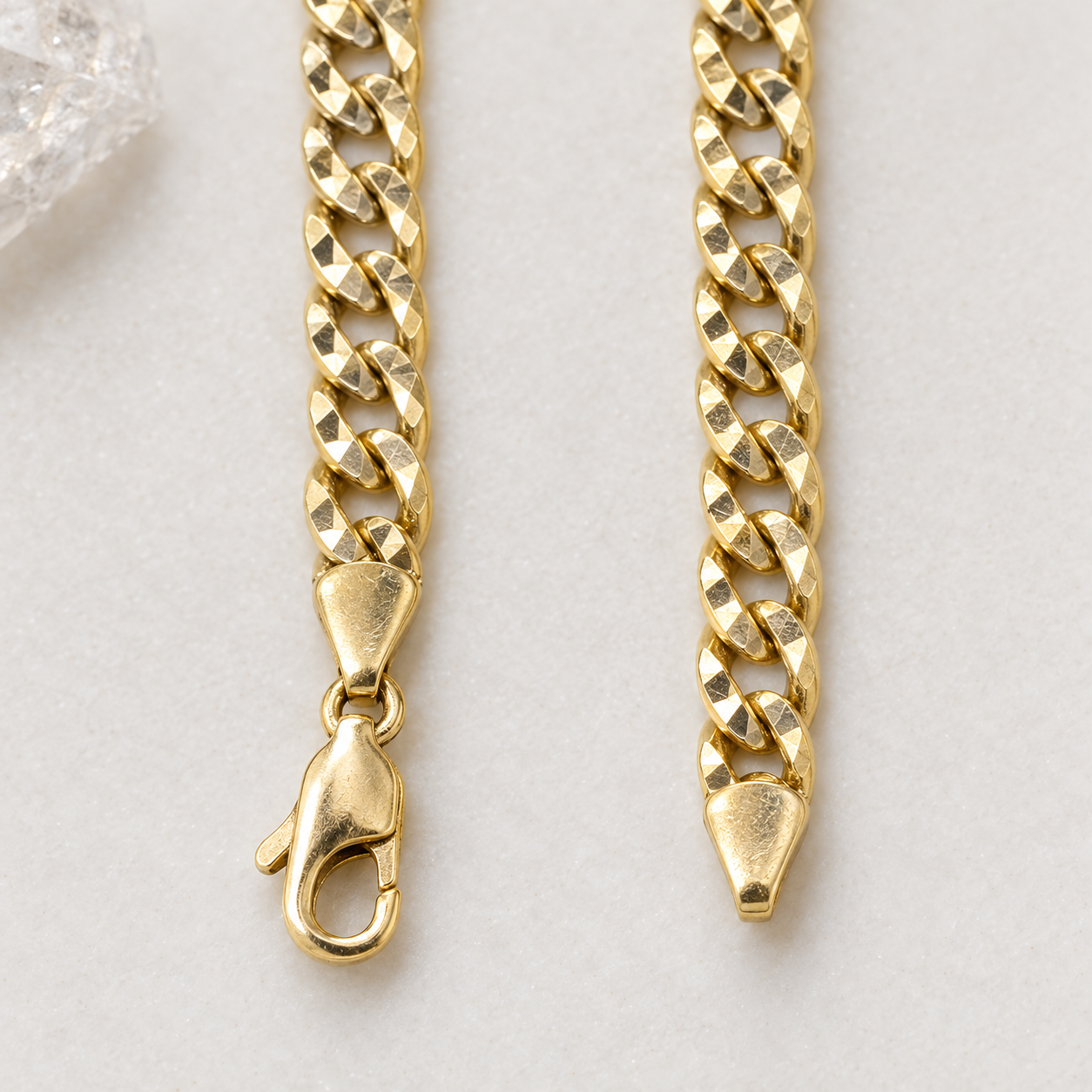 14K Solid Yellow Gold Diamond-Cut Cuban Link Chain – 24 Inch, 5mm