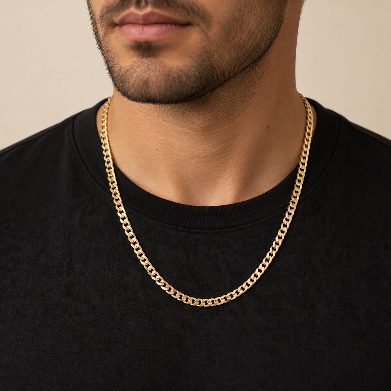 14K Solid Yellow Gold Diamond-Cut Cuban Link Chain – 24 Inch, 5mm