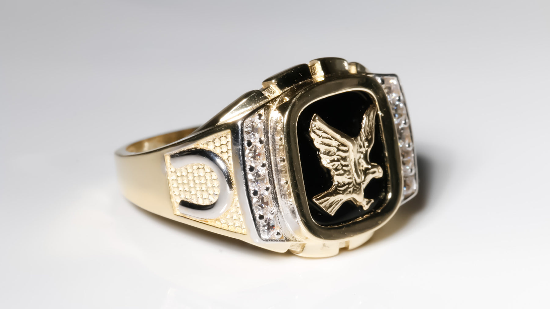 Eagle Onyx Ring, 14K Solid Gold