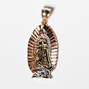 3D Virgin Statue Pendant, 14K Solid Gold