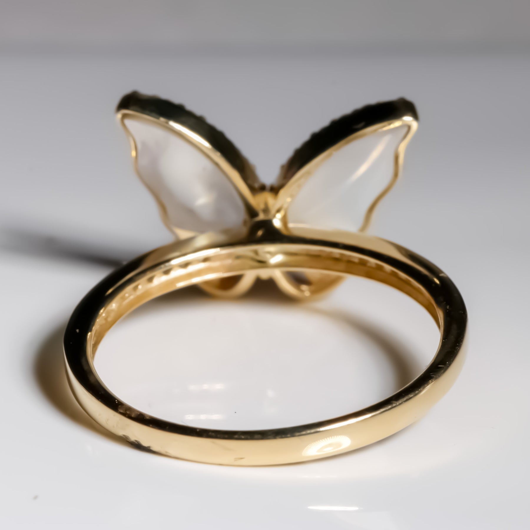 Radiant Butterfly Bliss Ring cz, 14K Solid Yellow Gold