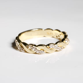 Elegant Eternity Ring cz, 14K Solid Yellow Gold