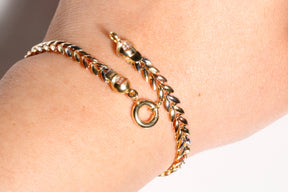 Leaf Pattern Bracelet, 14K Solid Tri-Color Gold