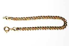 Leaf Pattern Bracelet, 14K Solid Tri-Color Gold