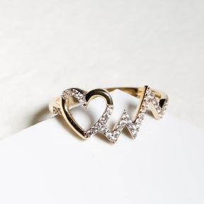 Heartbeat Ring, 14K Solid Yellow Gold