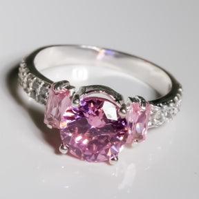 Pink cz Ring, 925 Sterling Silver