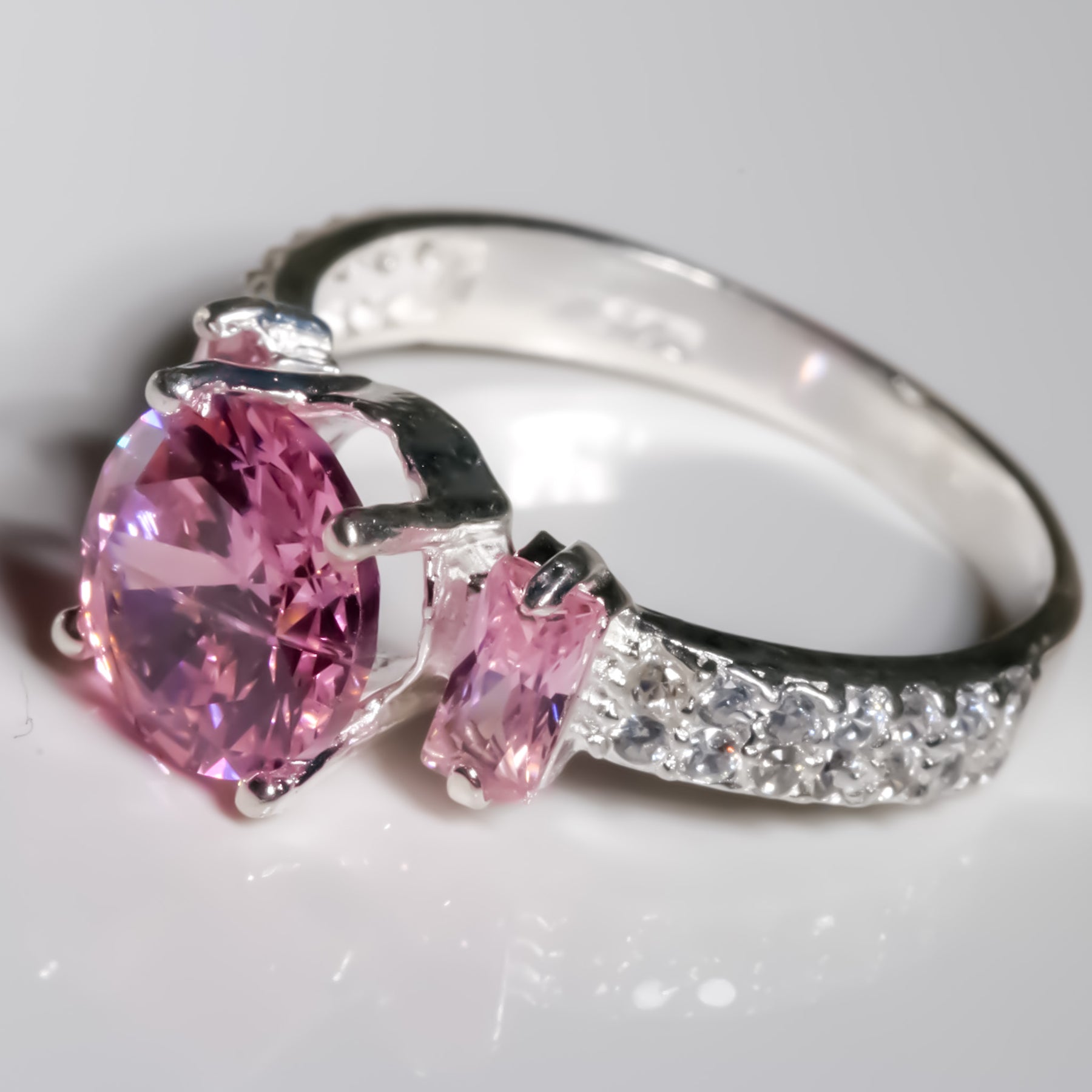 Pink cz Ring, 925 Sterling Silver