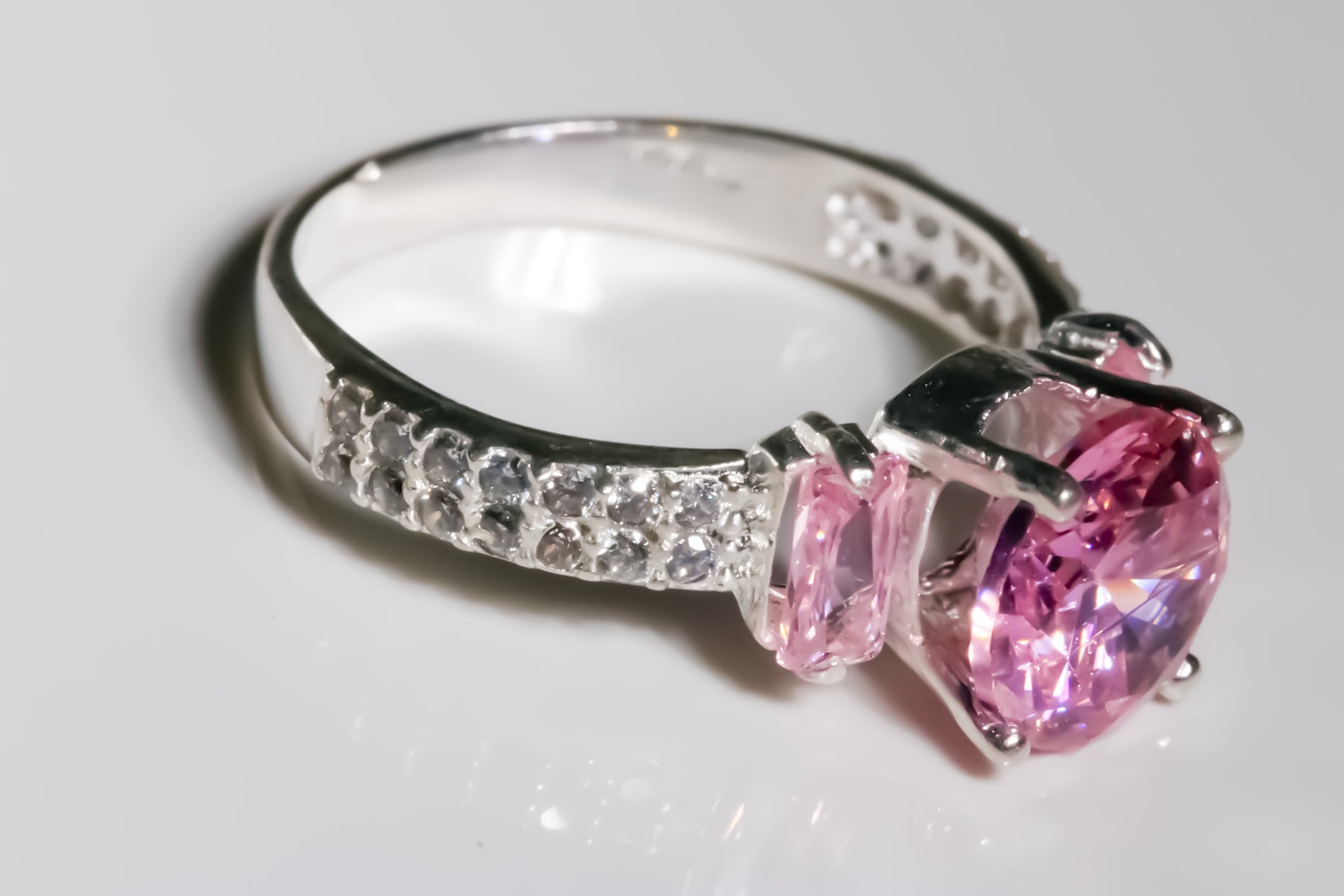 Pink cz Ring, 925 Sterling Silver