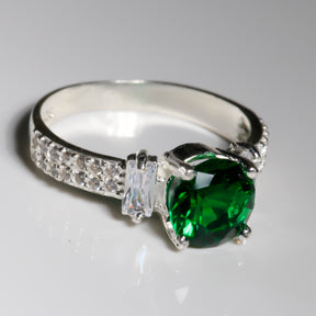 Green cz Ring , 925 Sterling Silver