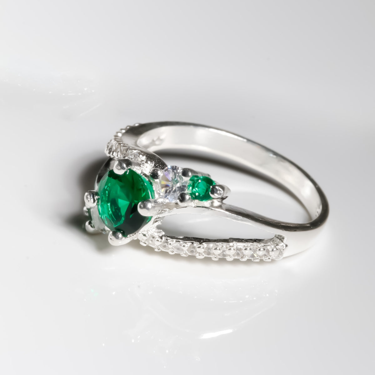 Emerald cz Ring, 925 Sterling Silver